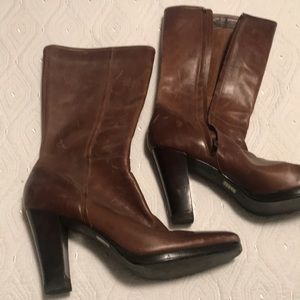 Leather cognac boots